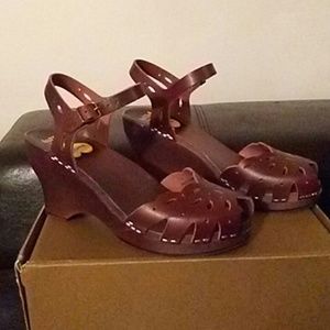 Swedish Hasbeens Flora wedge, Bordeaux, size 39